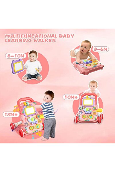 Smart Vibe LittleSteps KinderVibe™ 2-in-1 Multifunctional Walker with Activities, Drawing Board, Pink Flower