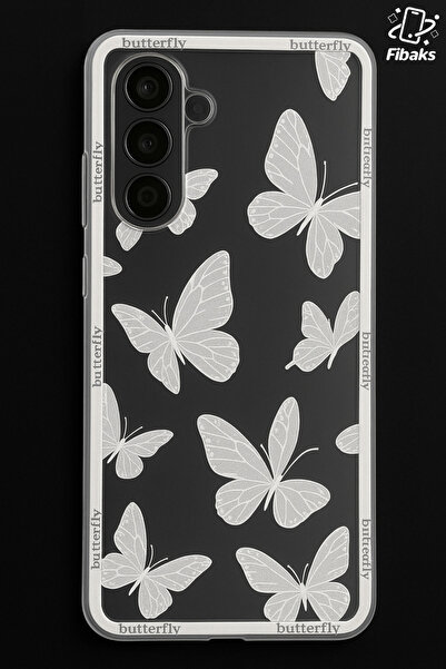 Fibaks Samsung Galaxy S24 Plus Kılıf Şeffaf Kelebek Tasarımlı Desenli Kamera Korumalı Yumuşak Silikon Kapak