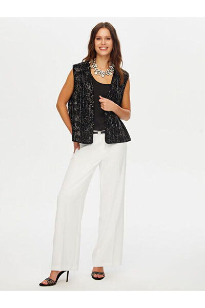 Faik Sönmez Boncuk Ve Payet Detaylı Şık Yelek W26YLK001