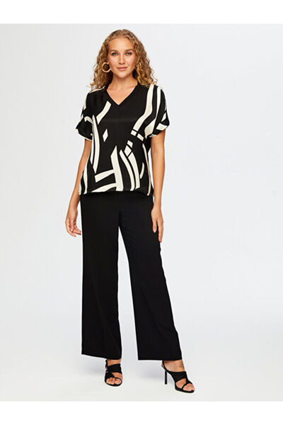 Faik Sönmez Knitted Back Monochrome Pattern Knitted Blouse W26Blz017