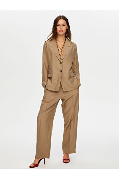 Faik Sönmez Modal Blazer Jacket with Back Slit and Lace Detail W26Ckt005