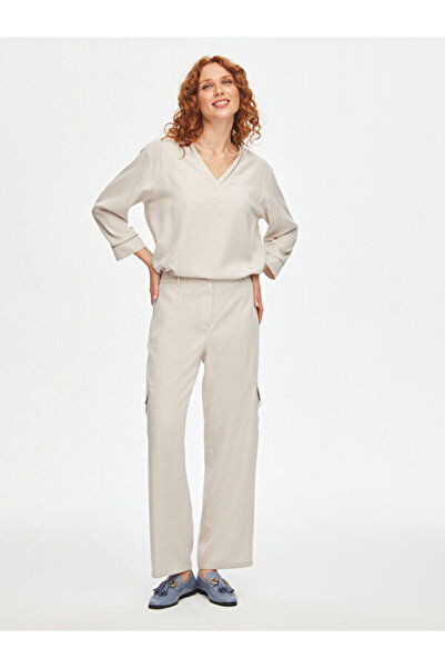 Faik Sönmez Relax Liyoselli Cep Detaylı Wide Leg Fit Pantolon 69762