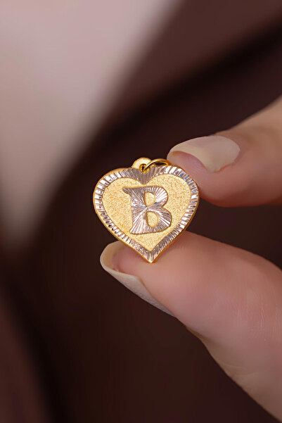 Bayar Gold 14 Ayar Altın B Harf Kalp Kolye Ucu
