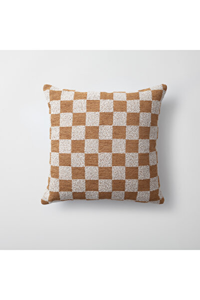 Fineroom Living " Mojo " - Keten Dama Desenli Kırlent 45x45cm (Ic Yastık Dahil)