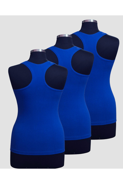 Hmd Women's 3-Pack Blue Cotton Lycra Slim Fit Tank Top with Straps - Comfortable Underwear