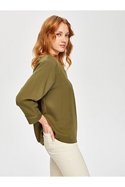 Faik Sönmez Relax Metal Aksesuarlı V Yaka Liyoselli Bluz 69777