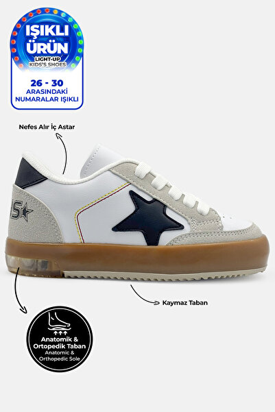 Beınsteps Children's Sneaker Unisex Non-Slip Sole Thermo White Black Kids Spo...