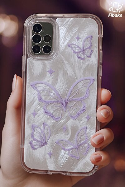 Fibaks Galaxy A51 Case Bright Hologram Butterfly Pattern Shock Absorbing Camera Protection Colorful Silicone