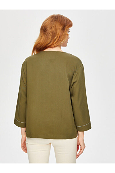 Faik Sönmez Relax Metal Aksesuarlı V Yaka Liyoselli Bluz 69777