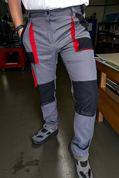 çelebi workwear بنطلون هندسي متعدد الجيوب من قماش هارمان رمادي اللون