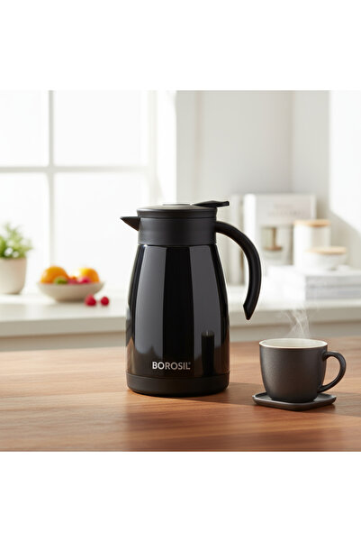 Borosil Insulated Stainless Steel Tea and Coffee Vacuum Thermos Flask 1.5 Liter-Black