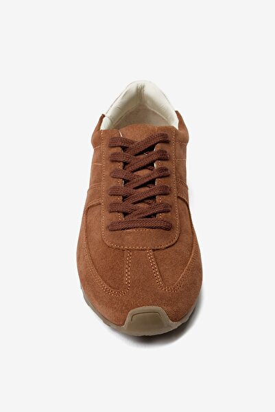 Seniorah Tan Real Leather Suede Women's Sports Shoes