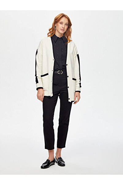 Faik Sönmez Renk Bloklu Casual Triko Hırka 69660