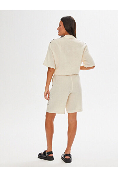 Faik Sönmez Resort Cepleri El İşi Detaylı Müslin Şort 68810
