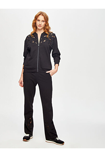 Faik Sönmez Delik İşi Nakış Detaylı Kapüşonlu Eşofman Üst 69274