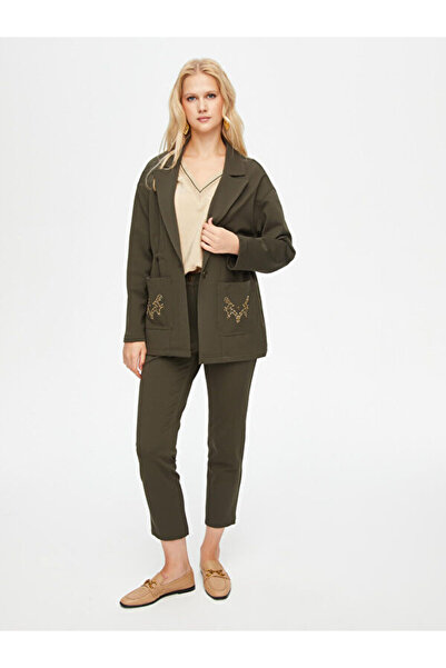Faik Sönmez Trok Taş Detaylı Beli Tünelli Örme Ceket 69194