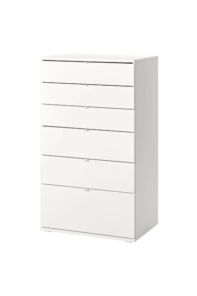 IKEA 6 çekmeceli şifonyer, beyaz, 70x47x120 cm
