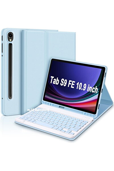 m.tk moveteck Galaxy Tab S9 Fe/S10 Fe/S10 Lite 10.9 Compatible Tablet Case with Pen Compartment and Bluetooth Turkish Q Keyboard
