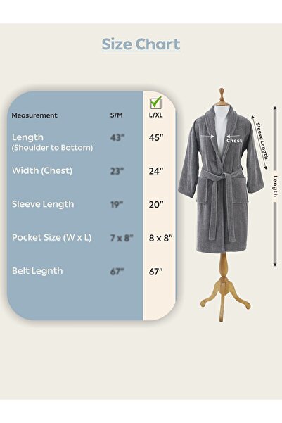 Donetella Unisex 100% Cotton Terry Bathrobe Large & Extra Large, 400 GSM, Ankle-Length with Shawl Collar