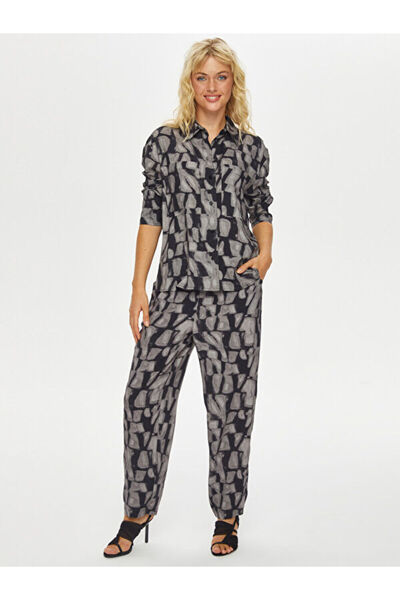 Faik Sönmez Soyut Monochrome Desen Comfort Fit Viskon Pantolon 69484