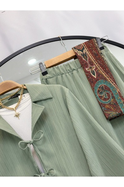 YEDİLALE Merve Skirt Jacket Double Set [Crinkle Fabric]