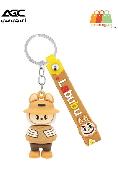 AGC Labubu Cartoon Keychain with Hat Figure and Strap, Durable PVC Material,C...