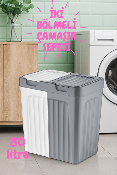 FORSACE İki Bölmeli Kirli Çamaşır Sepeti & Banyo Çamaşır Sepeti Renkliler & B...