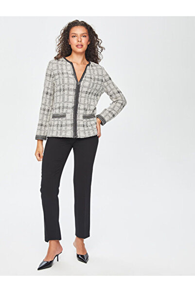 Faik Sönmez Silvery Knitted Jacket with Stripe Detail 69181