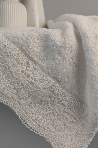 Sevim Гіпюрний мереживний набір рушників для ванної кімнати - 100% бавовна Набір для ванної кімнати - Рушник для нареченої - Крем