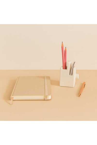 Karra Art Concrete White 3 in 1 Business Card Holder, Pen Holder, Phone Holder