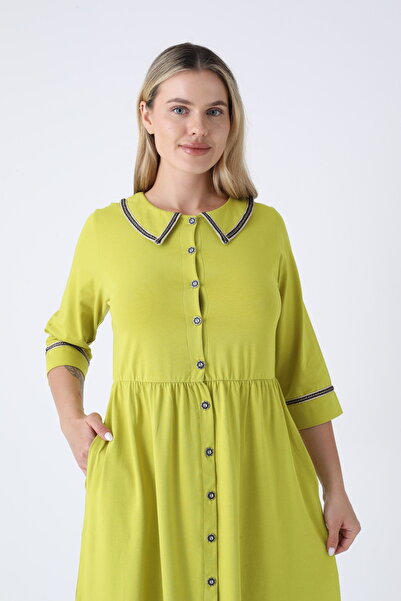 ROMEO LİFE Γυναικείο φόρεμα με κουμπιά από βαμβακερή λύκρα 8019