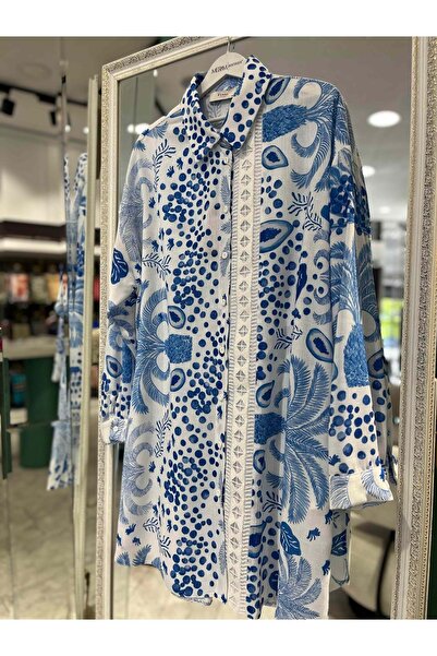 MERAM BUTİK Zühre Gli̇nt Tunic - Blue - 44