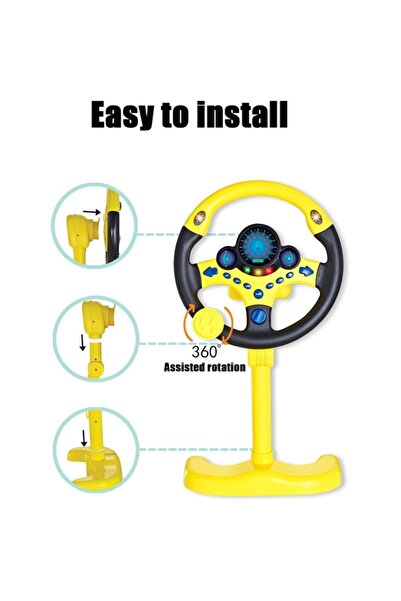 indiggo Volan simulator copii Kids Driving PRO cu lumini, sunete, rotire 360°, butoane stop/avarii