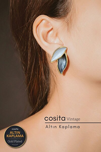 COSİTA Vintage Blue Leaf Earrings