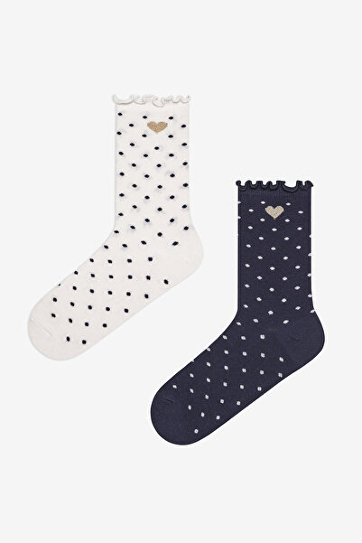Penti Комплект чорапи от 2 части в тъмносини бели сърца