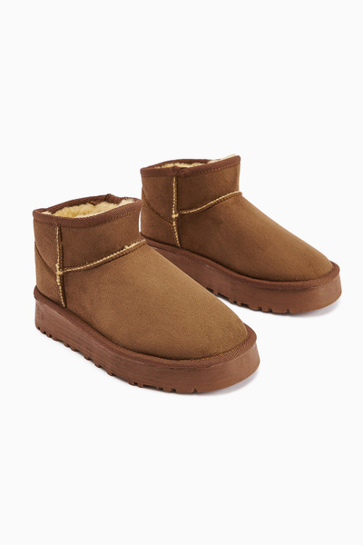 Limoya Κοντές γυναικείες μπότες Lilly-anne Tan Suede με γούνα στο εσωτερικό, γυναικείο μποτάκι