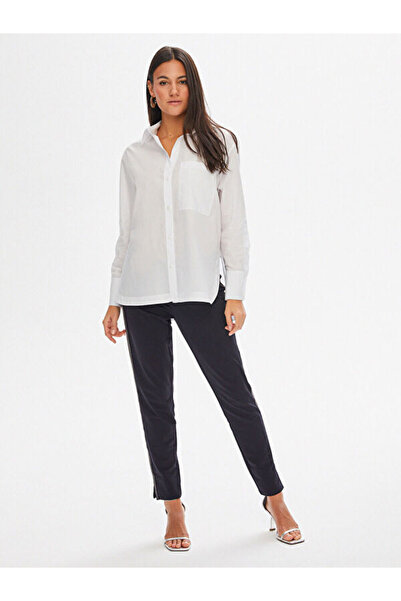 Faik Sönmez Kalın Manşetli Kolu Yırtmaçlı Poplin Gömlek 68403