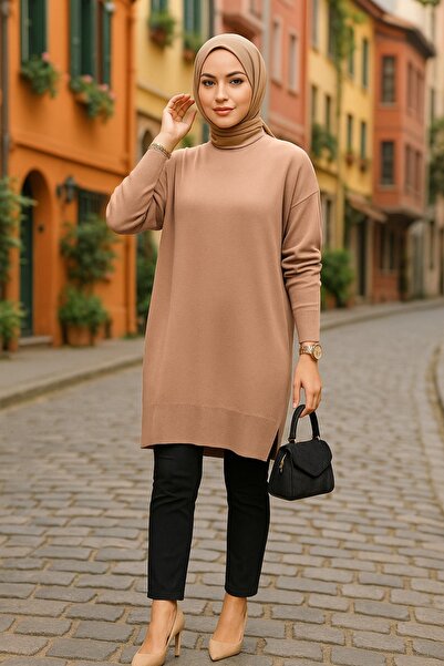 Neva Style Bisküvi Tesettür Triko Kazak Tunik 17203bs