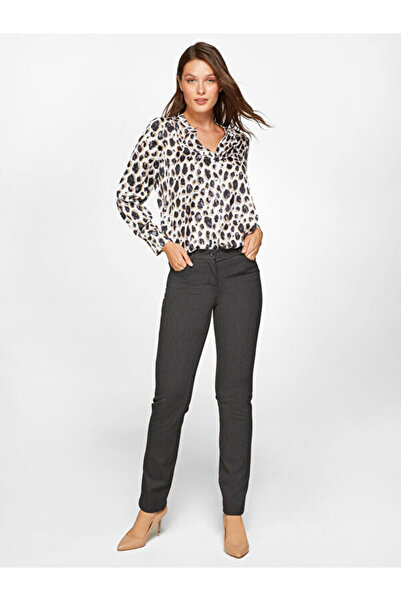 Faik Sönmez Kadın Antrasit Regular Fit Polyviskon Pantolon 00045