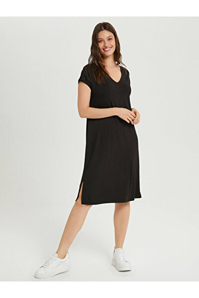Faik Sönmez Troklu Örme Elbise B00071-2