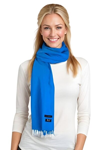 DACSHOP Esarfa tip sal din casmir albastru azur