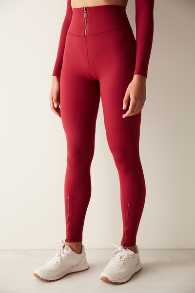 Penti Bordo Yüksek Bel Fermuarlı Bilek Boy Rodos Tayt