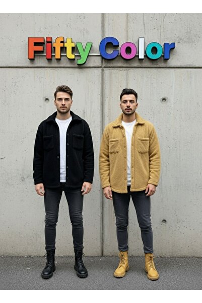 Fifty Color 2-х частинний унісекс чорний і коричневий плюшевий полярний кардиган-сорочка