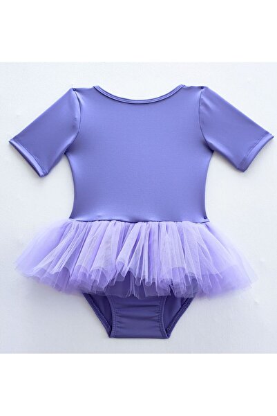 LULLY KİDS Kız Çocuk Lila Jimnastik ve Bale Tütü Etekli Mayo