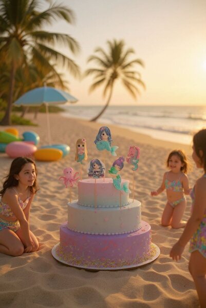 Cadde Süs Deniz Kızı Pasta Üstü Karakter Set Süs