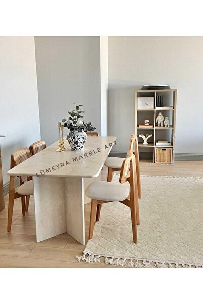 Sümeyra Marble Art TRİANGEL- TRAVERTEN YEMEK MASASI-90*180 cm