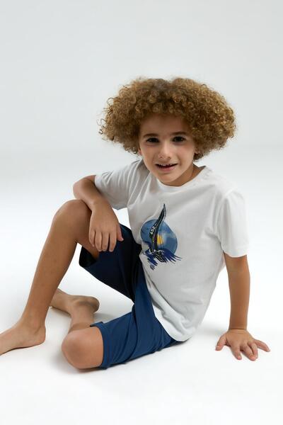 Arnetta Waiter Boy Patterned Crew Neck Short Sleeve Pajama Set