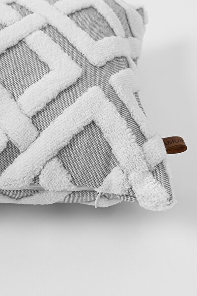 HAMUR Husă de pernă decorativă dreptunghiulară cu model boem cu design special, Mila Gri