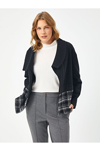 Faik Sönmez Kareli Ve Düz Punch Nakış Geçişli Ceket 67192