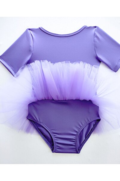 LULLY KİDS Kız Çocuk Lila Jimnastik ve Bale Tütü Etekli Mayo